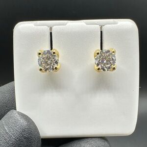MOISSANITE STUD SCREW BACK EARRINGS 14KT OVER .925